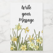 Label met bloemrand van gele narcissen voedselcontainer etiket (Enkel label)