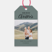 Label met briefterende kerstfoto's met handschrift cadeaulabel (Voorkant)