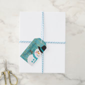 Label met cadeau voor blauw en gouden kerstsnowman cadeaulabel (Met Touw)
