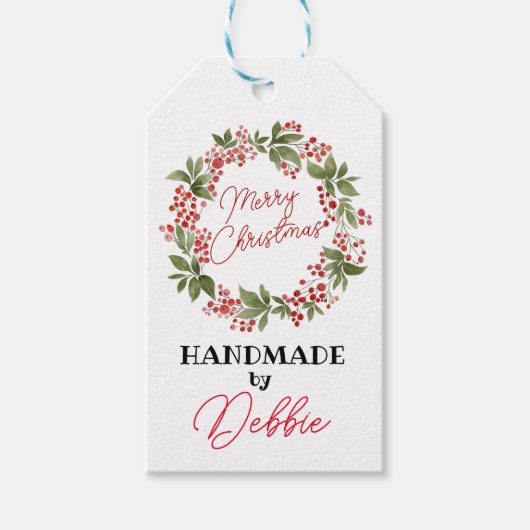 Label met cadeau voor prettige kerstcadeautjes cadeaulabel (Voorkant)