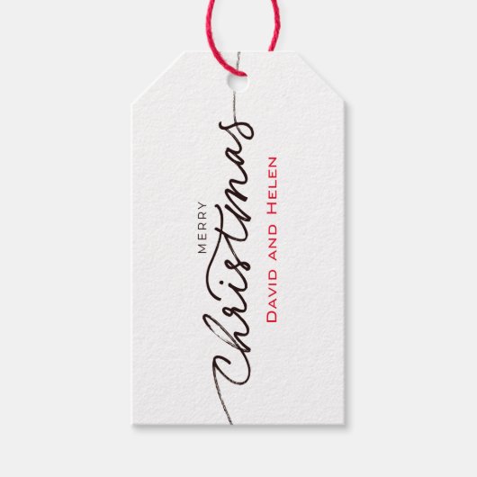 Label met cadeaubon SCHRIFTELIJKE MERRY CHRISTMAS  Cadeaulabel (Voorkant)