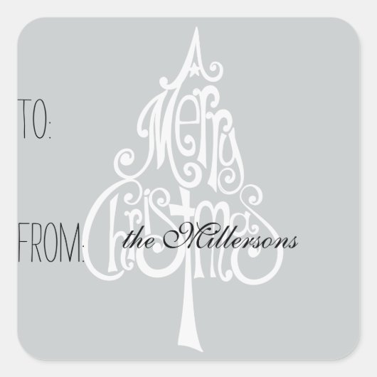 Label met cadeautjes voor prettige kerstbomen (Voorkant)