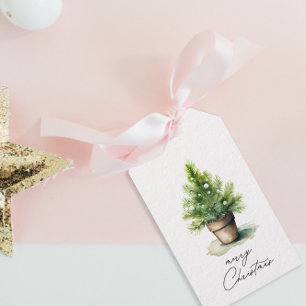 Label met cadeautjes voor prettige kerstbomen cadeaulabel