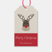 Label met de zoete kerstrudolph Reindeer Gift Cadeaulabel (Voorkant)