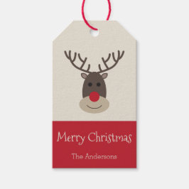 Label met de zoete kerstrudolph Reindeer Gift Cadeaulabel