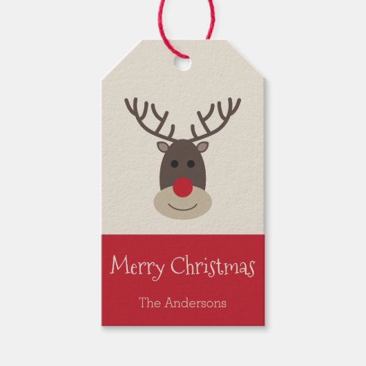 Label met de zoete kerstrudolph Reindeer Gift Cadeaulabel (Voorkant)