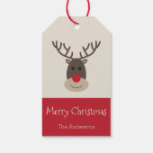 Label met de zoete kerstrudolph Reindeer Gift Cadeaulabel (Achterkant)