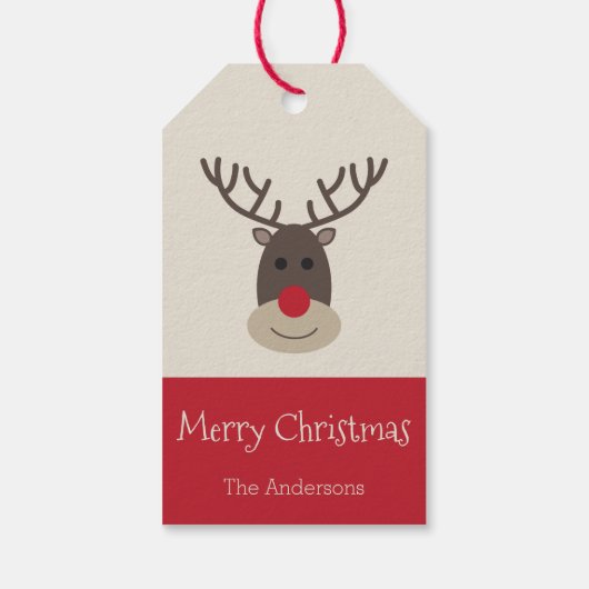 Label met de zoete kerstrudolph Reindeer Gift Cadeaulabel (Achterkant)