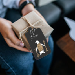 Label met de zwarte kerstcadeautjes voor snoepjes cadeaulabel