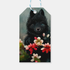 Label met een donkerbruine puppy leuke hond cadeaulabel