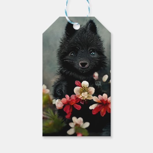 Label met een donkerbruine puppy leuke hond cadeaulabel (Voorkant)