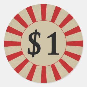 label met een ronde glanzende prijs van $ 1 (dolla