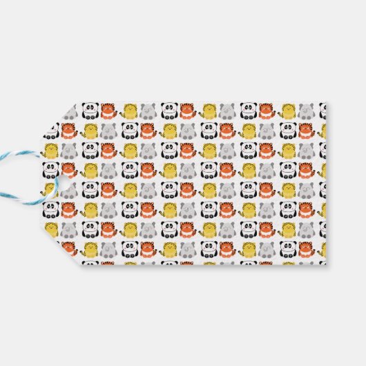 Label met een tijgercadeautje met een echte kawaii cadeaulabel (Achterkant Horizontaal)