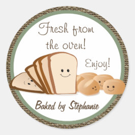 Label met gebarsten brood, vers