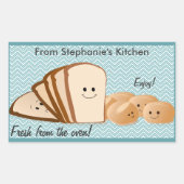 Label met gebarsten brood, vers (Voorkant)