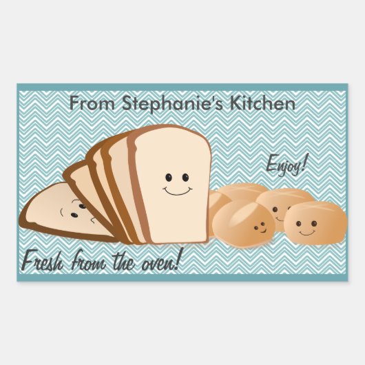 Label met gebarsten brood, vers (Voorkant)