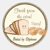 Label met gebarsten brood, vers (Voorkant)