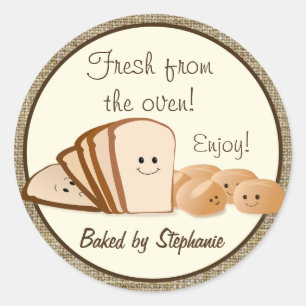 Label met gebarsten brood, vers