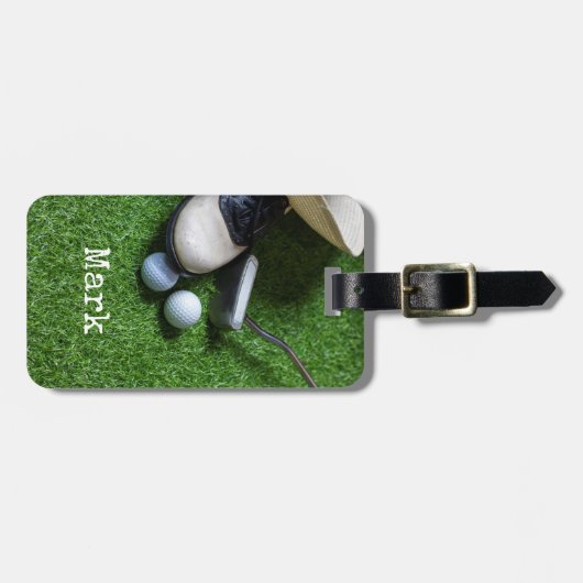 Label met golfbal en gootsteen bagagelabel (Voorkant horizontaal)