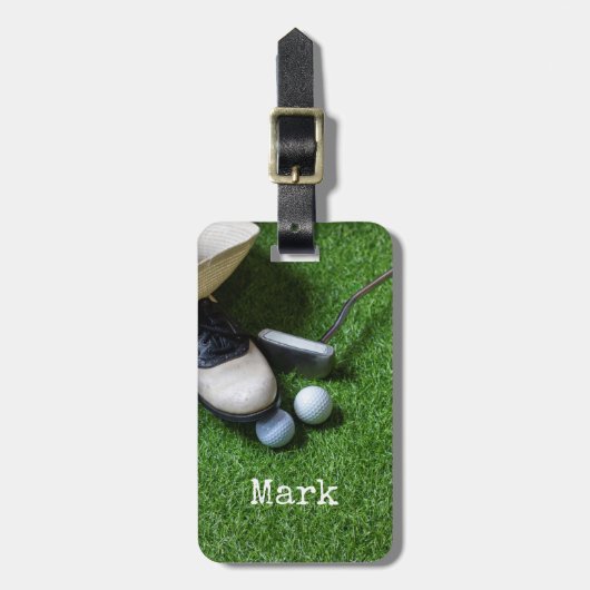 Label met golfbal en gootsteen bagagelabel (Voorkant verticaal)