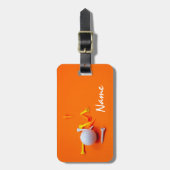 Label met golfbal en t - shirts op sinaasappel bagagelabel (Voorkant verticaal)