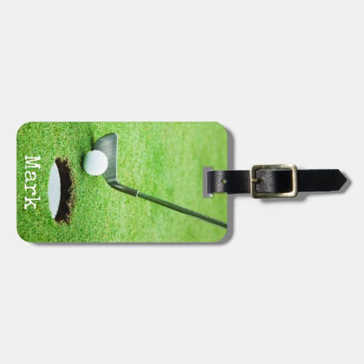 Label met golfbal in een gat bagagelabel (Voorkant horizontaal)