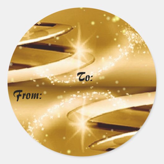 Label met gouden kerstcadeaus (Voorkant)