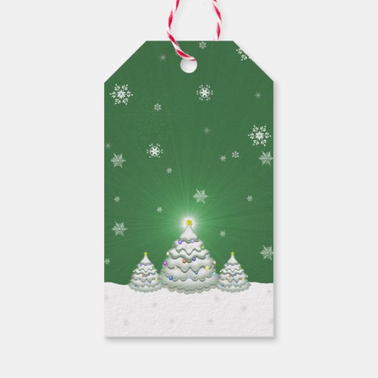 Label met groene kerstbomen cadeaulabel (Achterkant)