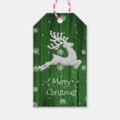 Label met groene kerstrenrendiercadeau cadeaulabel (Voorkant)