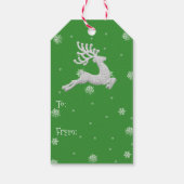Label met groene kerstrenrendiercadeau cadeaulabel (Achterkant)