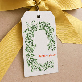 Label met groene Waterverf kerstmis Cadeaulabel