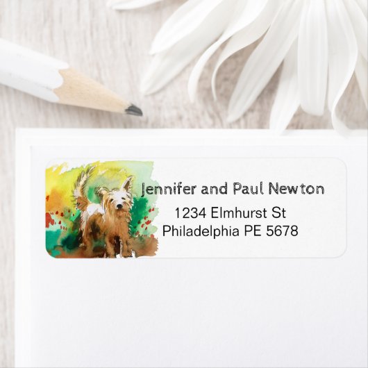 label met het retouradres van witte doggie (Insitu)