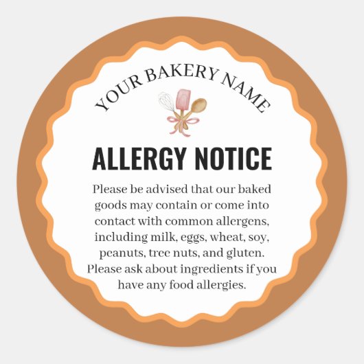 Label met kennisgeving allergie voor rustieke bakg (Voorkant)