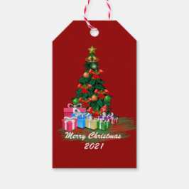 Label met kerstbomen cadeaulabel