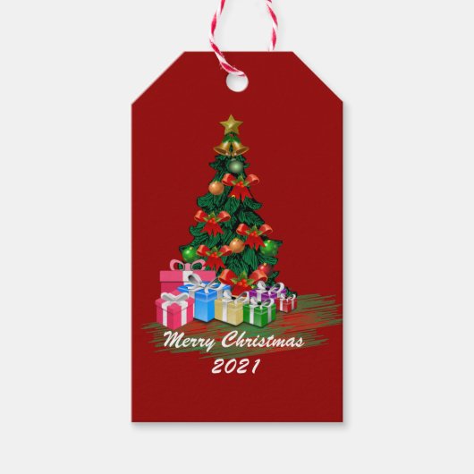 Label met kerstbomen cadeaulabel (Voorkant)