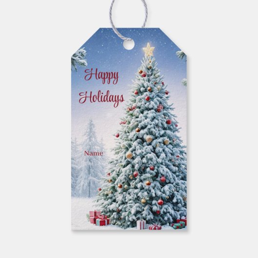 Label met kerstbomen cadeaulabel (Achterkant)