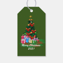 Label met kerstbomen cadeaulabel