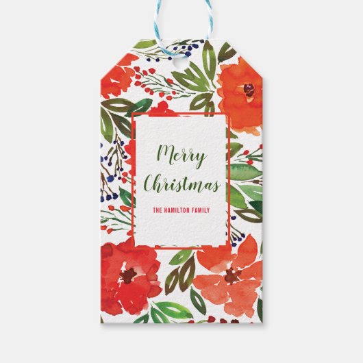 Label met kerstcadeau en handschrift cadeaulabel (Voorkant)