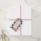 Label met kerstcadeau met buffelstang en mistletoe cadeaulabel (Met Touw)