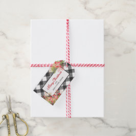 Label met kerstcadeau met buffelstang en mistletoe cadeaulabel