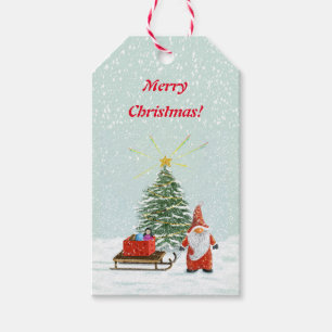 Label met kerstcadeau voor magische kerstmis cadeaulabel