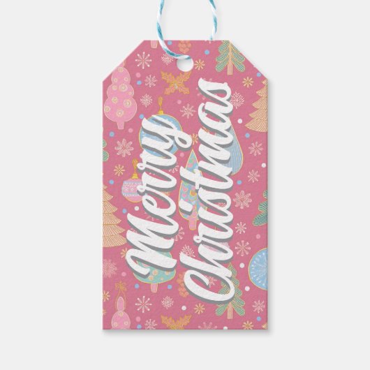 Label met kerstcadeau voor prettige feestdagen cadeaulabel (Voorkant)