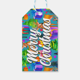 Label met kerstcadeau voor prettige feestdagen cadeaulabel