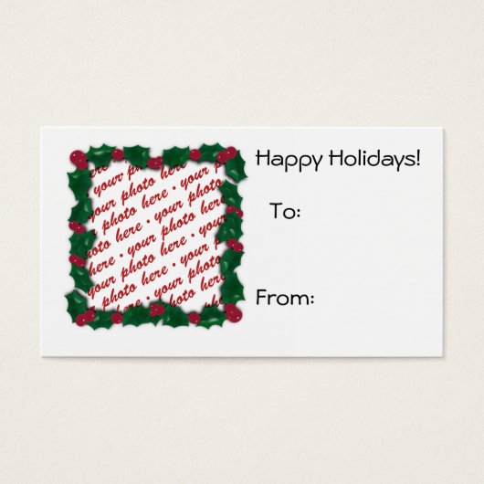 Label met kerstcadeaus Lijst met foto's Visitekaartje (Voorkant)