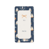 Label met kerstcadeaus | Navy Waterverf Holiday La (Voorkant)