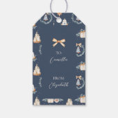 Label met kerstcadeaus | Navy Waterverf Holiday La Cadeaulabel (Voorkant)
