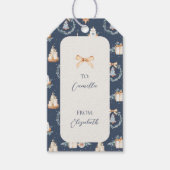 Label met kerstcadeaus | Navy Waterverf Holiday La Cadeaulabel (Voorkant)