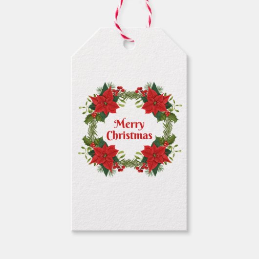 Label met kerstcadeaus van Poinsettia Cadeaulabel (Voorkant)