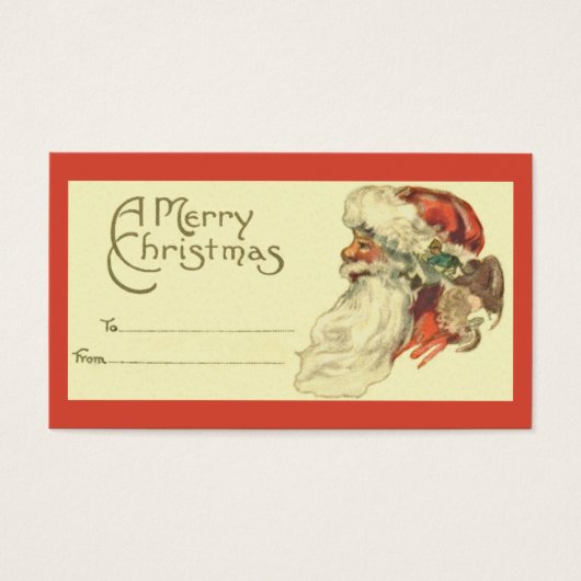 Label met kerstcadeaus voor intage kerstmis visitekaartjes (Voorkant)