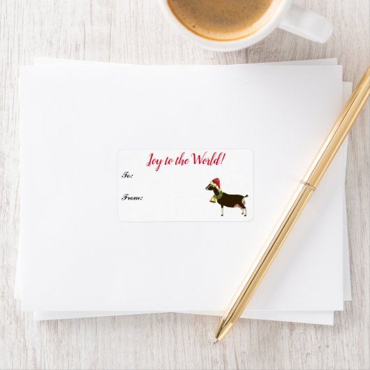 Label met kerstcadeaus voor melkgeit (Insitu)